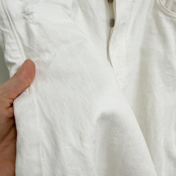 Citizens of Humanity Horseshoe White Wide Leg Jeans Raw Hem Cropped Distress 32 - Picture 8 of 12